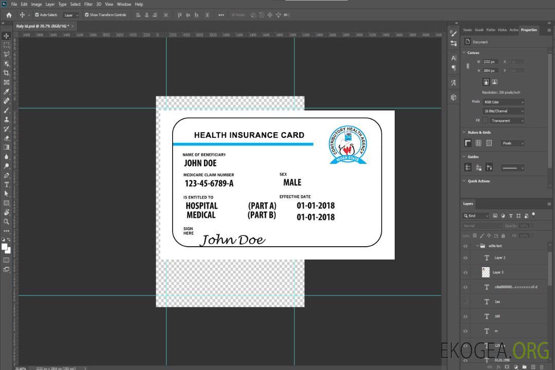 Carte d'assurance maladie du Niger template